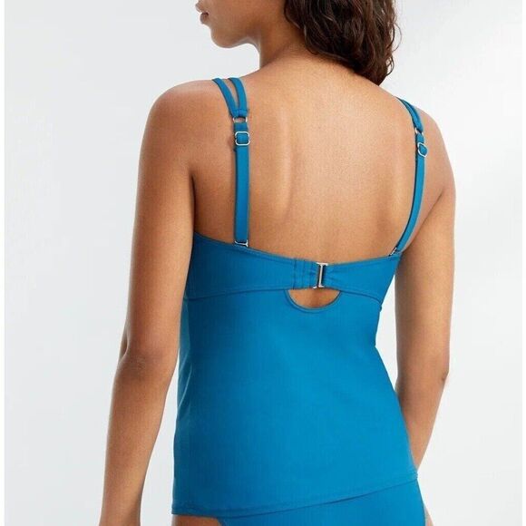 Birdsong Size 32DDD Bare Necessities Teal Blue Underwire Wrap Tankini Swim Top - Picture 5 of 10